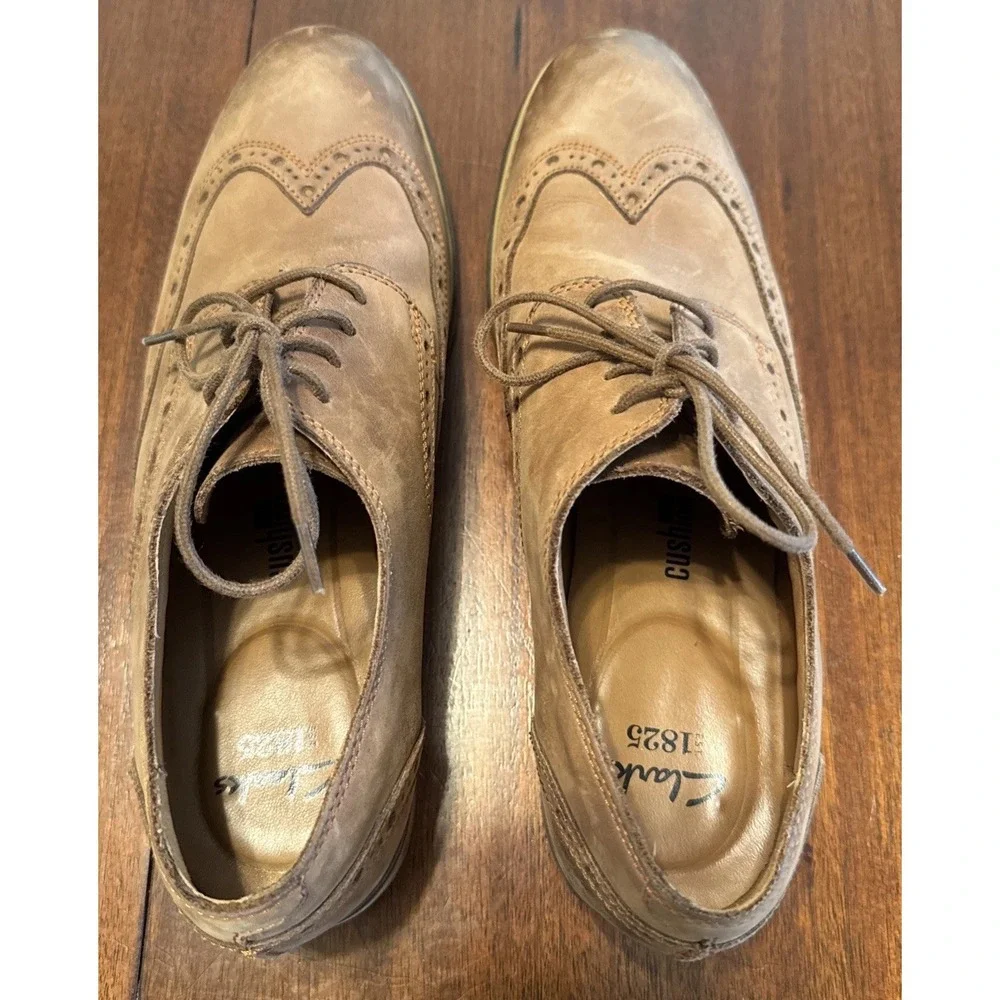 Clarks Cushion Plus Brown Leather Wingtip Brogue Oxford Dress‎ Shoes Mens US 10